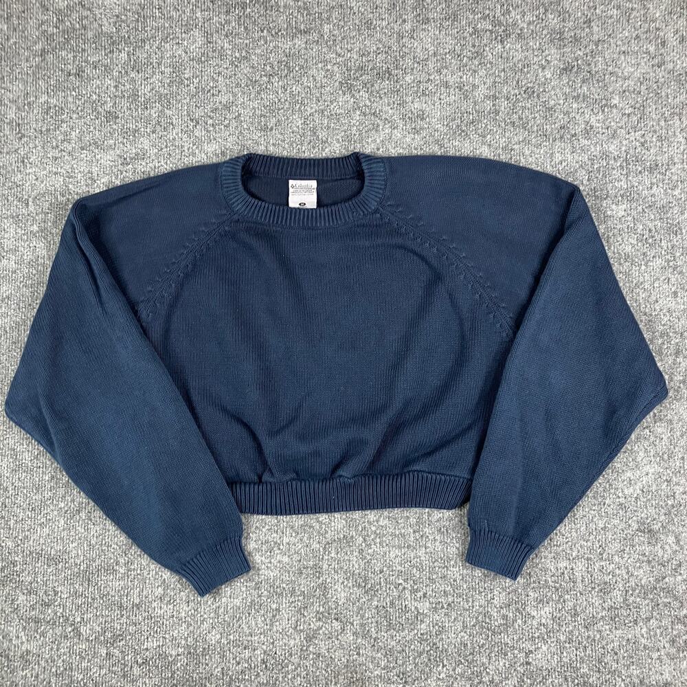 Columbia Sweater Womens M Navy Blue Cotton Knit Crewneck Pullover Outdoor Casual